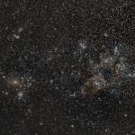 Dwarf galaxy IC1613 and a background galaxy cluster seen through it
